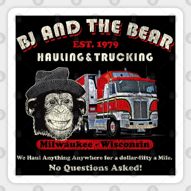 BJ and the Bear Hauling and Trucking Worn Out Magnet by Alema Art